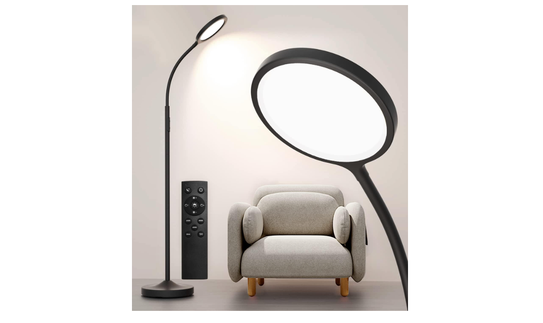 luckystyle Floor Lamp,Super Bright Dimmable LED Lamps for Living Room, Custom Color Temperature Standing Lamp with Remote Push Button, Adjustable Gooseneck...
