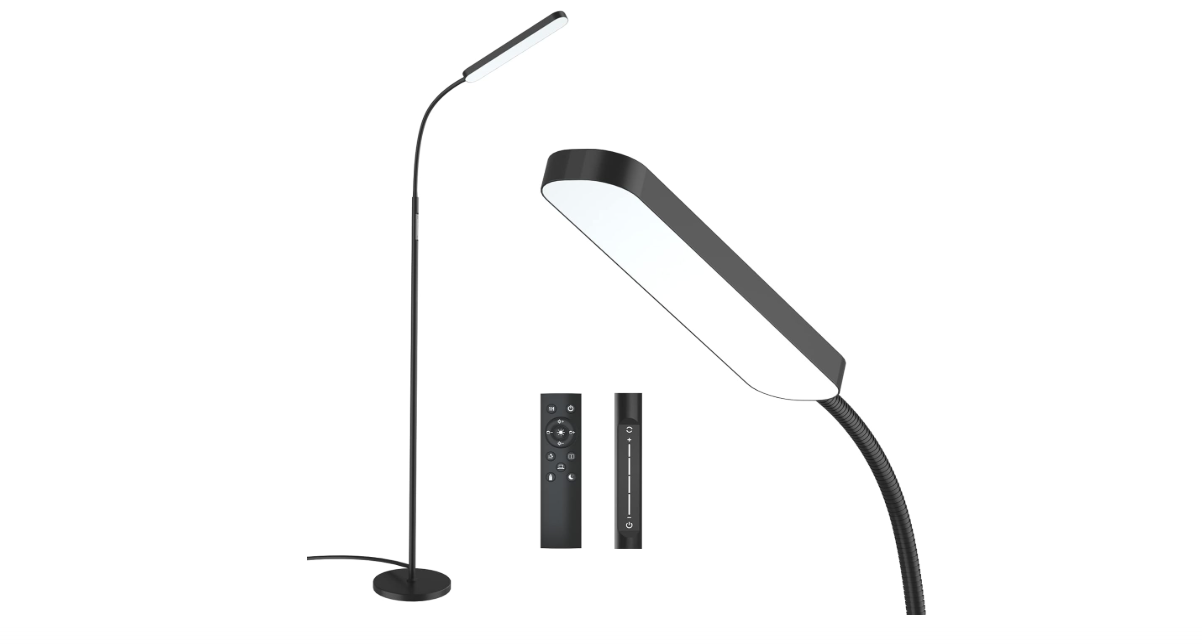 Wio-Mio Floor lamp, 15w/1000lm Bright LED Floor Lamp with Stepless Adjustable 3000K-6000K Colors and Dimmer, Remote and Touch Control, Adjustable Floor Lamp...
