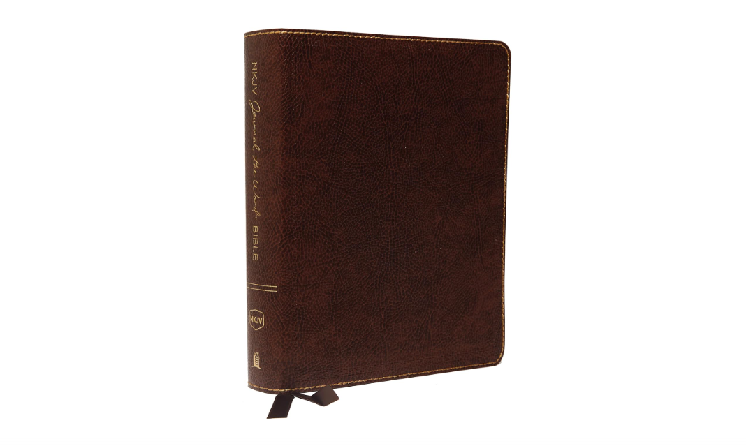 NKJV, Journal the Word Bible, Bonded Leather, Brown, Red Letter, Comfort Print: Reflect, Journal, or Create Art Next to Your Favorite Verses
