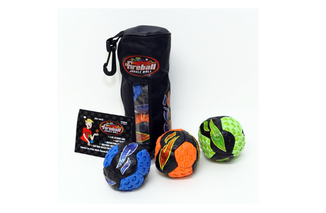 fun gripper - Juggling Ball Set Fireball Design for Beginners 3-Pk 2.5 Inch W/Carry Case 