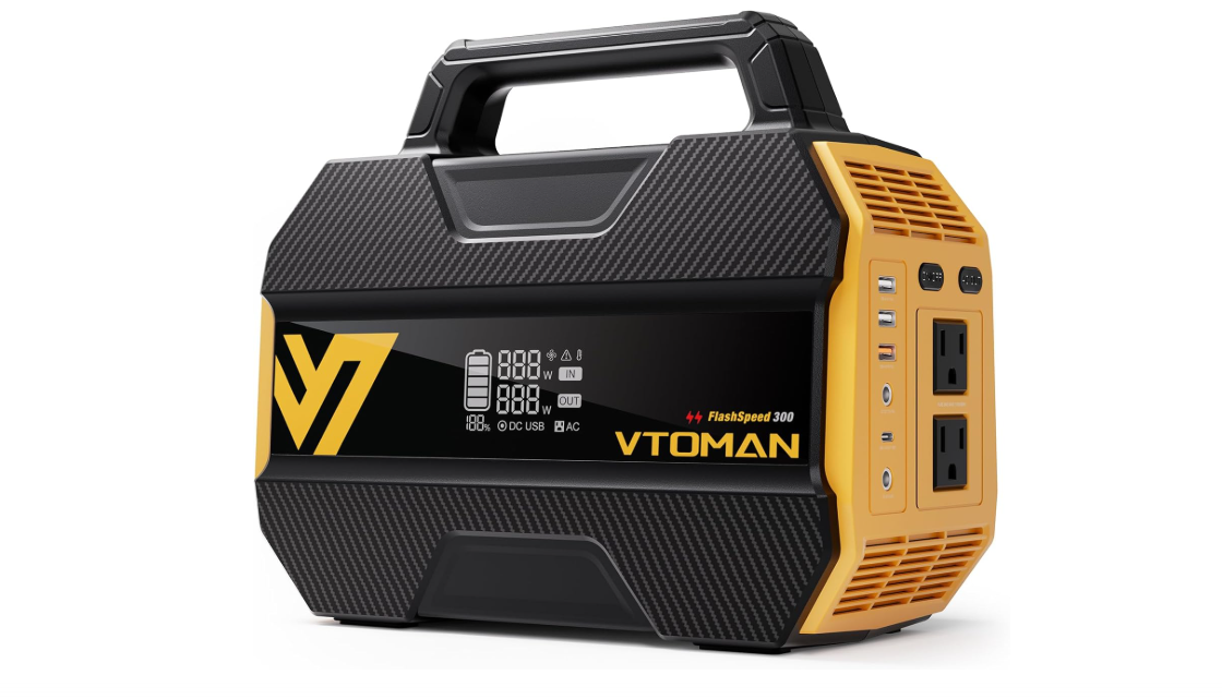 VTOMAN FlashSpeed 300 Portable Power Station, 300W 230Wh LiFePO4 Battery with 3000 Life Cycles, 100W PD USB-C Fast Charge, 6 Outputs for Outdoor Camping,... 
