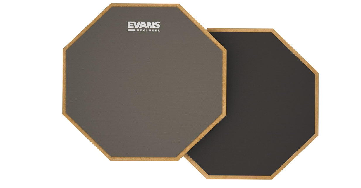 Evans RealFeel - Drum Practice Pad - Drum Pad - Drummer Practice Pad - Gum Rubber & Neoprene, 2 Sided, 12 Inch 