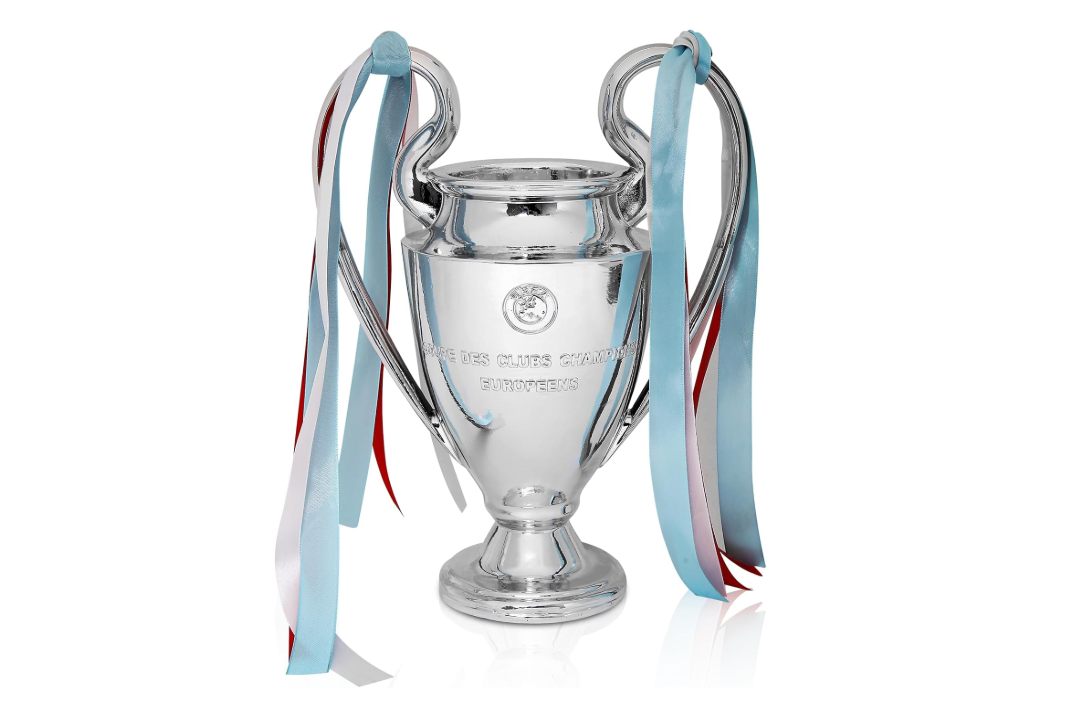 Fubosi Champions Trophy, Soccer Sports League Cup, Championship Trophy Resin Replica, Electroplating Process, Silver with Colorful Ribbons for Office...