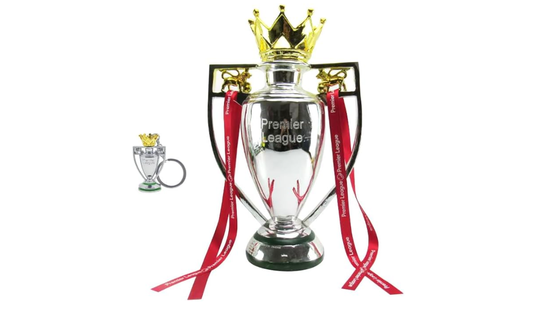 LNGODEHO Silver European England Soccer League Champion Trophy with Keychain for Fan Collectibles Souvenir Home Decor Ornament