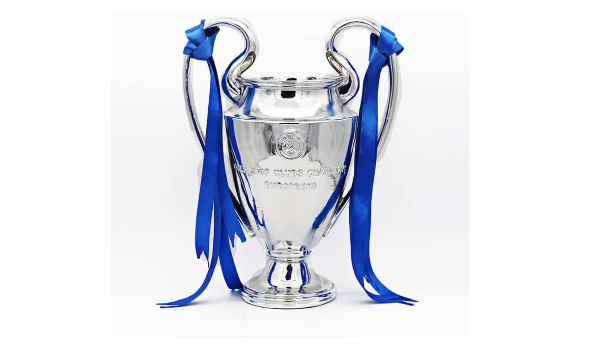 Fubosi Trophy Champion Artwork Sport League Cup Replica Resins Football Fans Souvenir Collectibles Office Decorations Trophy Silver/Blue Ribbon,15cm