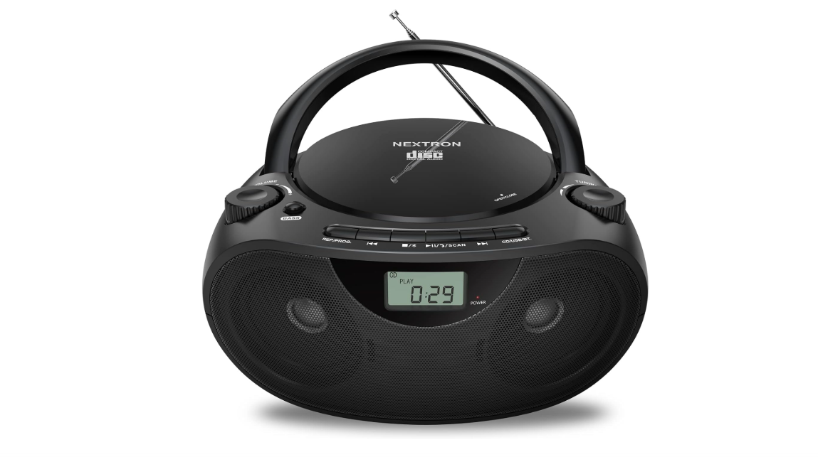 Nextron Portable CD Player Bluetooth Boombox with AM/FM Radio, USB, AUX-in, Headphone Jack, CD-R/RW & MP3-CD Compatible, Stereo Sound with Bass Boost,...
