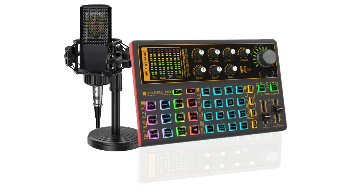 K300 Sound Effects Board Set, Voice Changer Sound Card with Multiple Sound Effects - Podcast Equipment Bundle for Live Streaming/Laptop Computer Vlog/Living...
