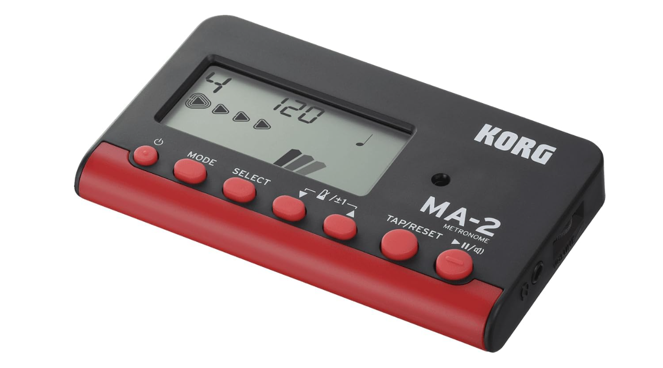 Korg MA-2 Digital Metronome for Orchestral Instruments w/ Large Display and 400-Hours Battery Life - Black/Red
