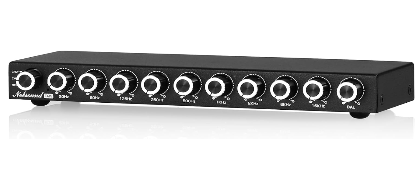 Nobsound 9-Band Stereo EQ Preamp: HiFi Equalizer Audio Processor with Tone Controls | 111dB SNR | 0.001% THD | 2 RCA in/Out | for Home Stereo Audiophiles (EQ9)
