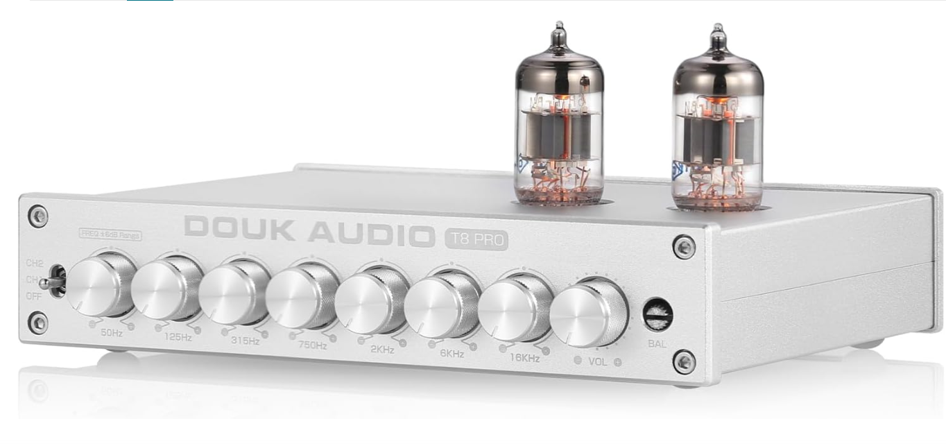 Douk Audio Balanced EQ Preamp: 7-Band Equalizer - Vacuum Tube Preamplifier with XLR RCA Inputs & Outputs - for Home Stereo HiFi System, Amplifiers,...
