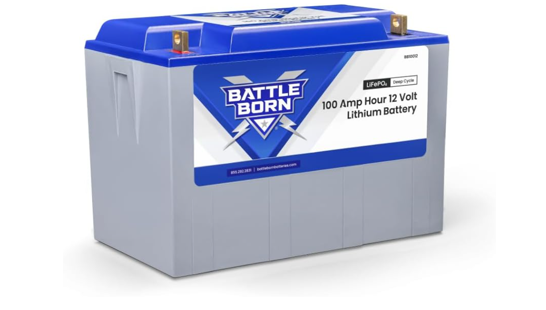 100Ah 12V Lithium-Ion (LiFePO4) RV, Marine, Solar, & Off Grid Battery - Internal BMS, High & Low Temperature Protection - Battle Born Batteries 