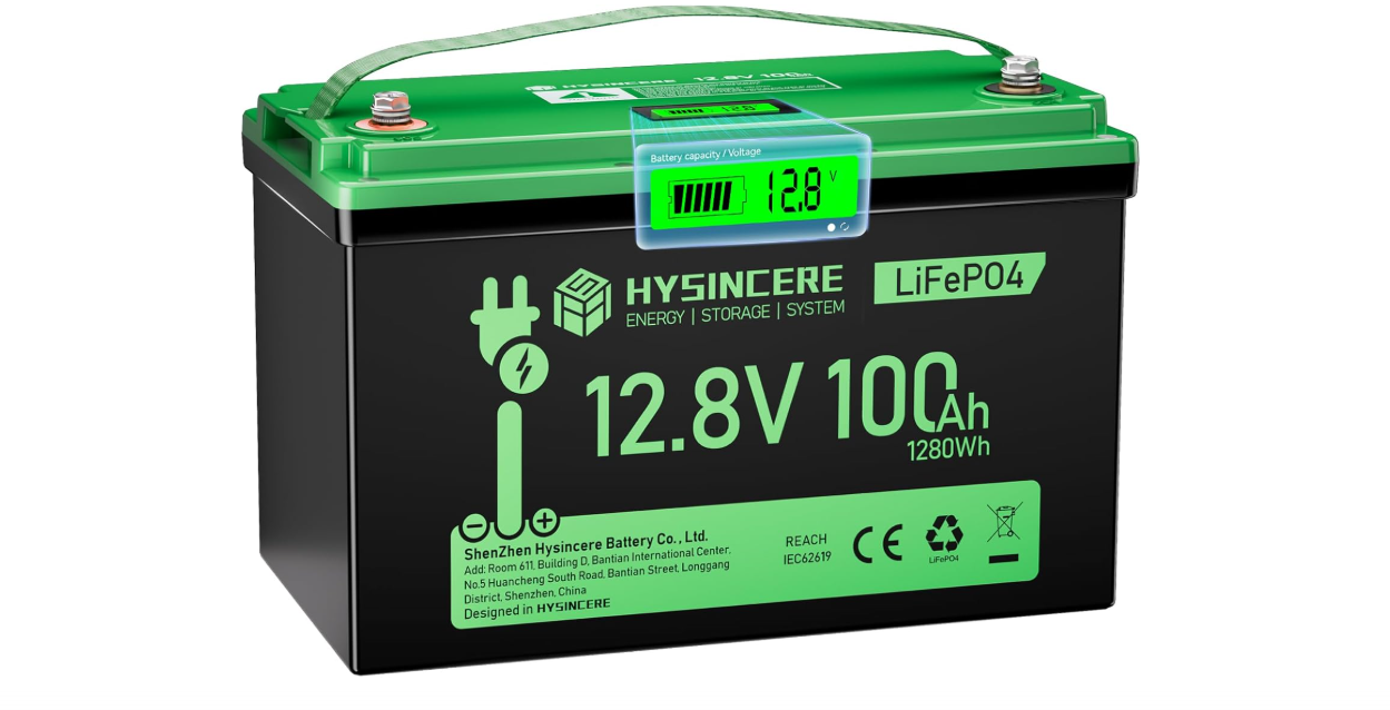 12V 100Ah LiFePO4 Lithium Battery, BCI Group 31 12V Deep Cycle Battery Built-in 100A BMS Max.1280Wh for Home Storage Marine RV Solar Trolling Motor 
