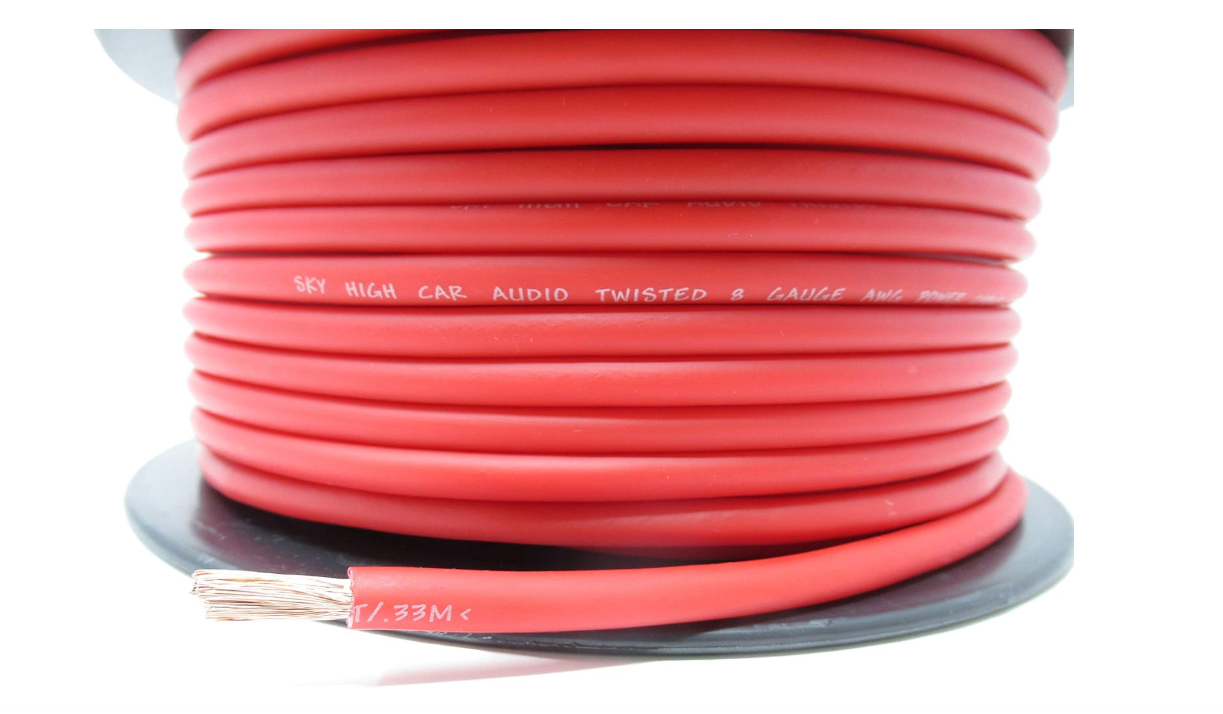 150 ft OFC 8 Gauge Oversized RED Power Ground Wire Sky High Car Audio 