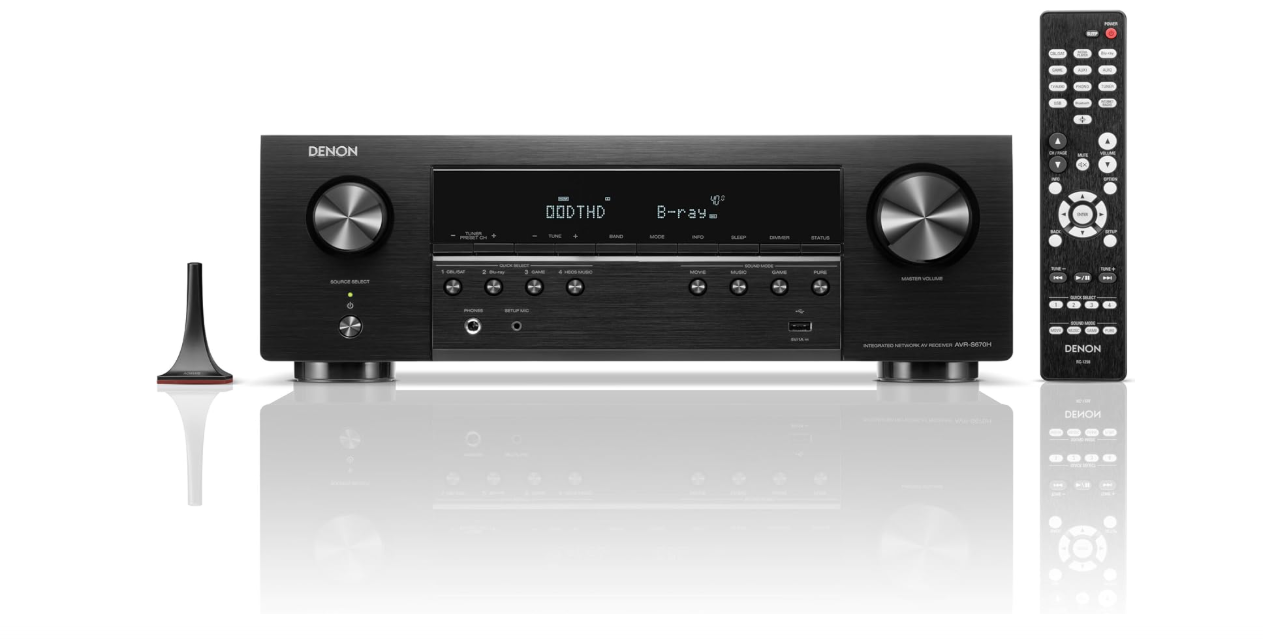Denon AVR-S670H 5.2 Ch Home Theater Receiver, 8K UHD HDMI Receiver (75W x 5), Streaming via Built-in HEOS Bluetooth & Wi-Fi, Dolby TrueHD, Dolby Pro... 