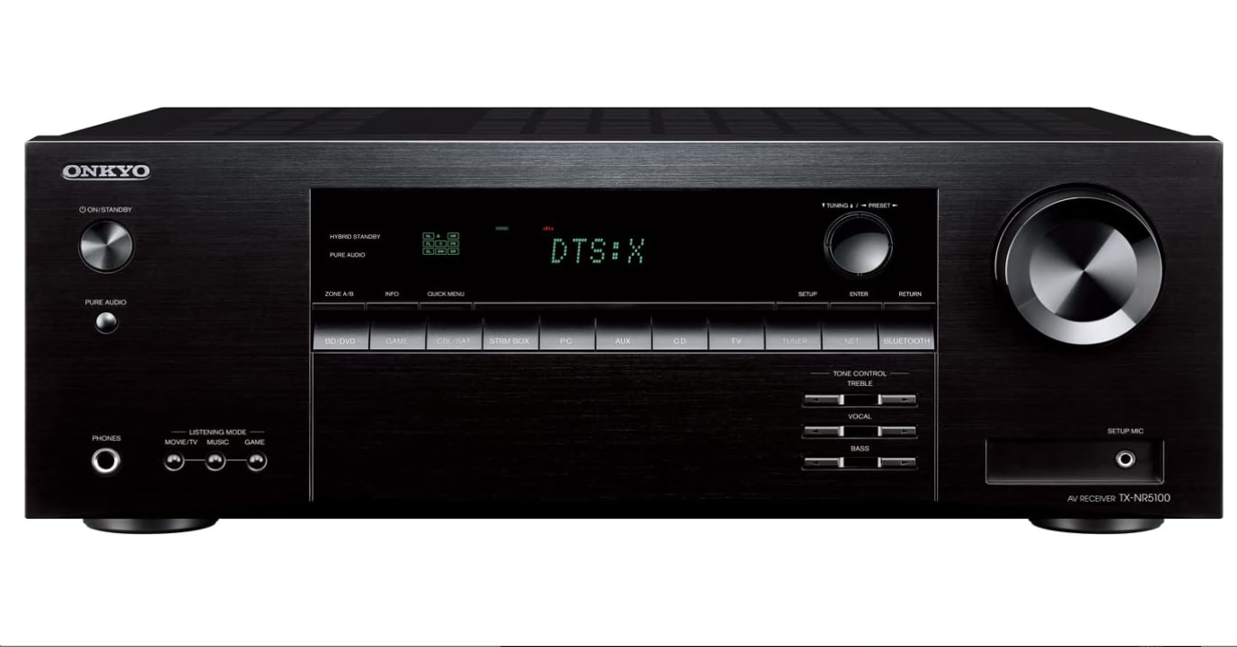 Onkyo TX-NR5100 7.2-Channel AV Receiver - 150 Watts Per Channel, HDMI 2.1 with 8K, Works with Sonos Certified, Dolby Atmos, and More 