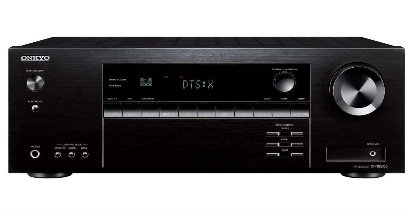 Onkyo TX-NR5100 7.2-Channel AV Receiver - 150 Watts Per Channel, HDMI 2.1 with 8K, Works with Sonos Certified, Dolby Atmos, and More 