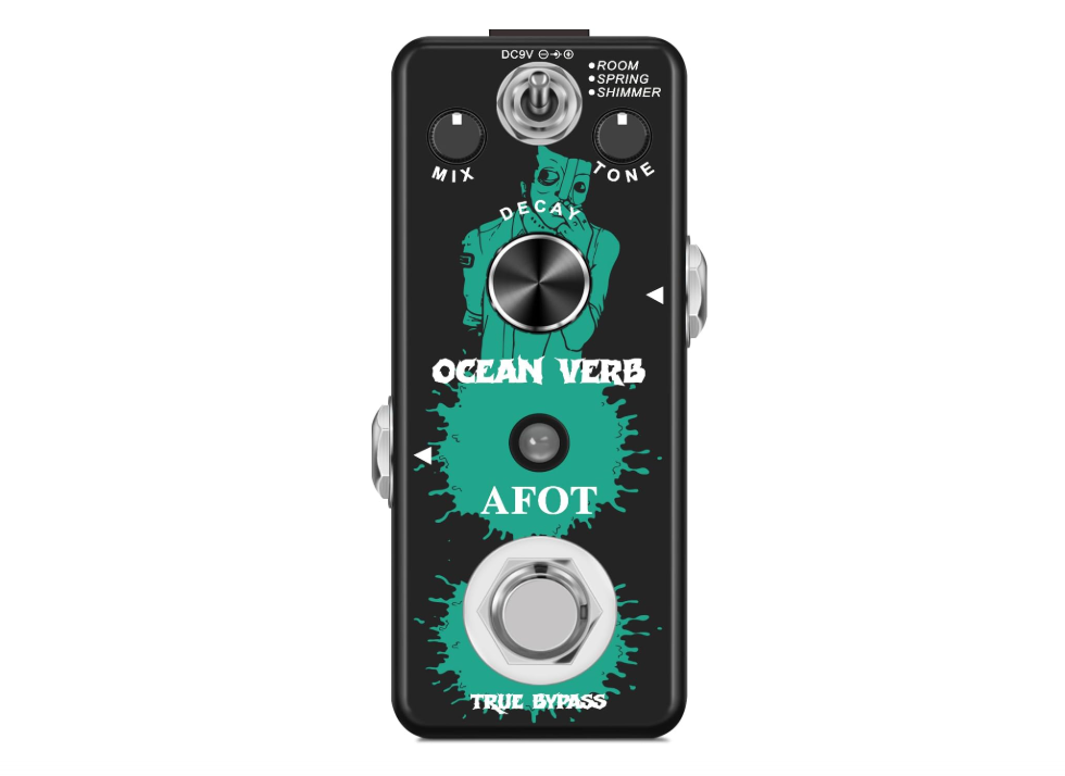 AFOT Digital Reverb Guitar Pedal, Digital Reverb Ocean Verb Effects Pedal 3 Modes Room,Spring,Shimmer for Electric Guitar Bass Mini Size True Bypass
