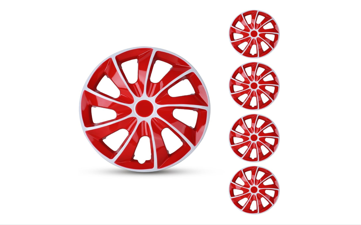CAROXX Hubcaps 15'', Wheel Rim Cover Universal R15 Hub Caps, Snap On Car Pickup Truck SUV, Wheel Covers, ABS Material, Set of 4, 15-Inch, White &...
