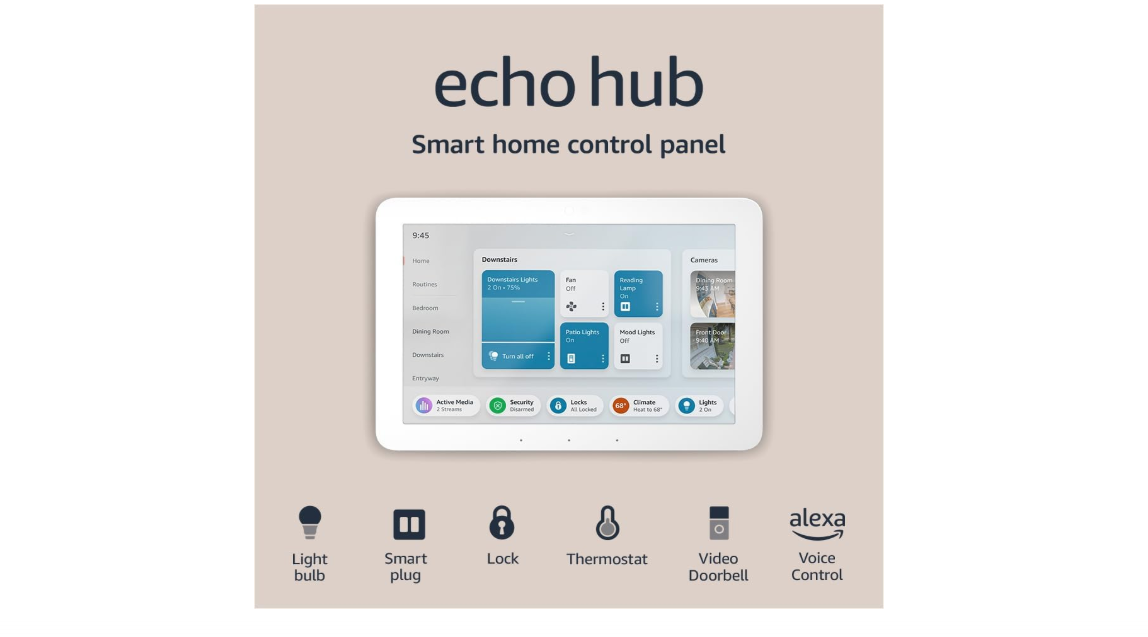 Amazon Echo Hub, 8” smart home control panel with Alexa+ Early Access, Compatible with thousands of devices
