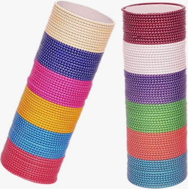 Non-Precious Metal with Base Metal Spreads with Zari and Cutting Pattern Glossy with Matte Finished Bangle set for Women and Girls (Design-2)
