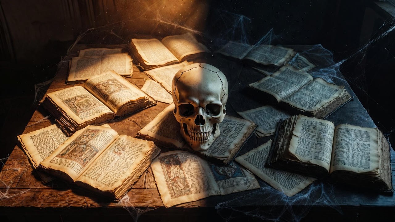 Table divided between light of reason and shadow of folly – visual representation of Shakespeare’s genius spectrum