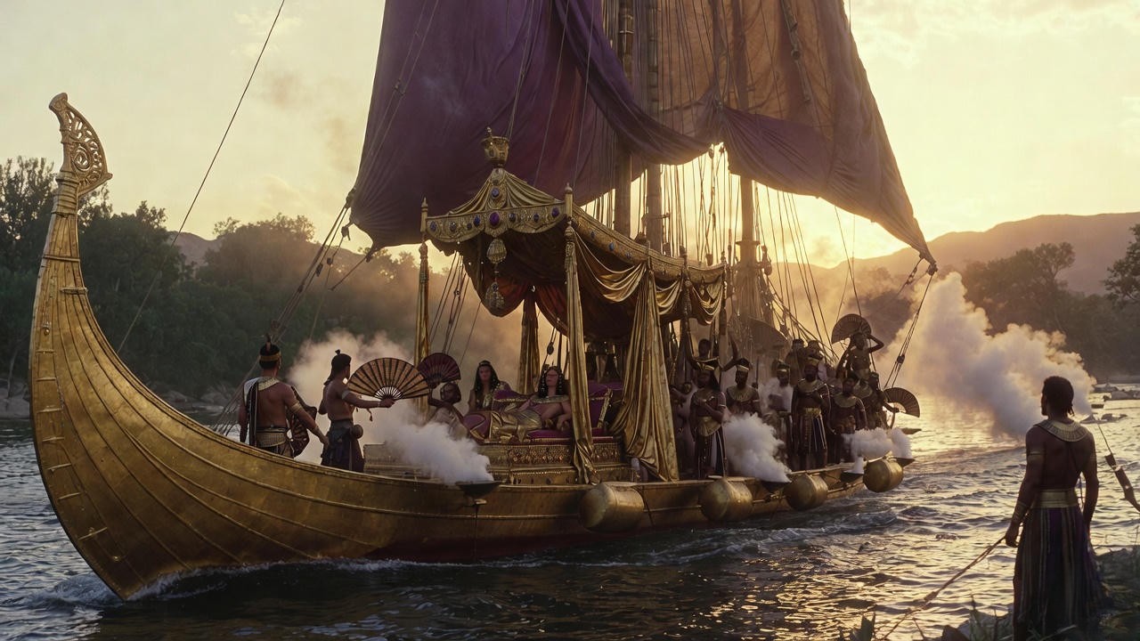 Cleopatra on her golden barge at Cydnus – Enobarbus description scene from Shakespeare’s Antony and Cleopatra