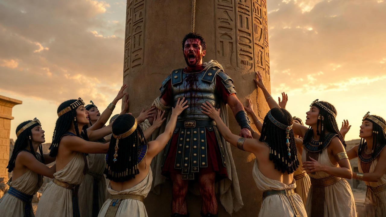 Antony hoisted dying to Cleopatra’s monument – tragic death scene from Antony and Cleopatra