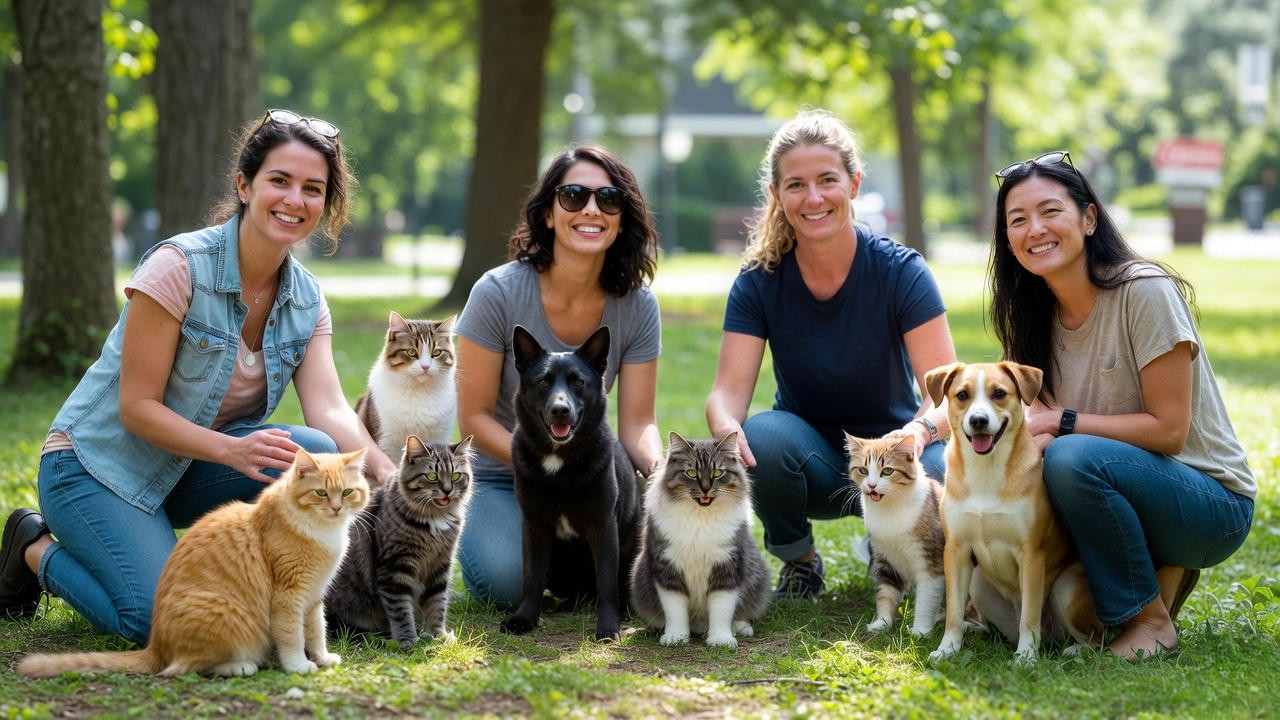 GRASP Greece NY volunteers with rescued cats and dogs at outdoor adoption event