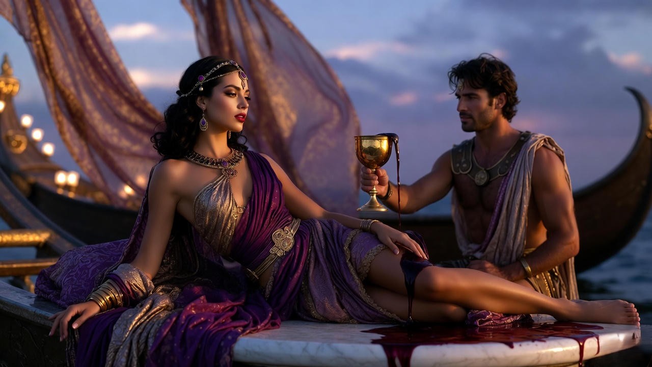 Antony offering overflowing wine to Cleopatra – dangerous erotic thirst in Shakespeare