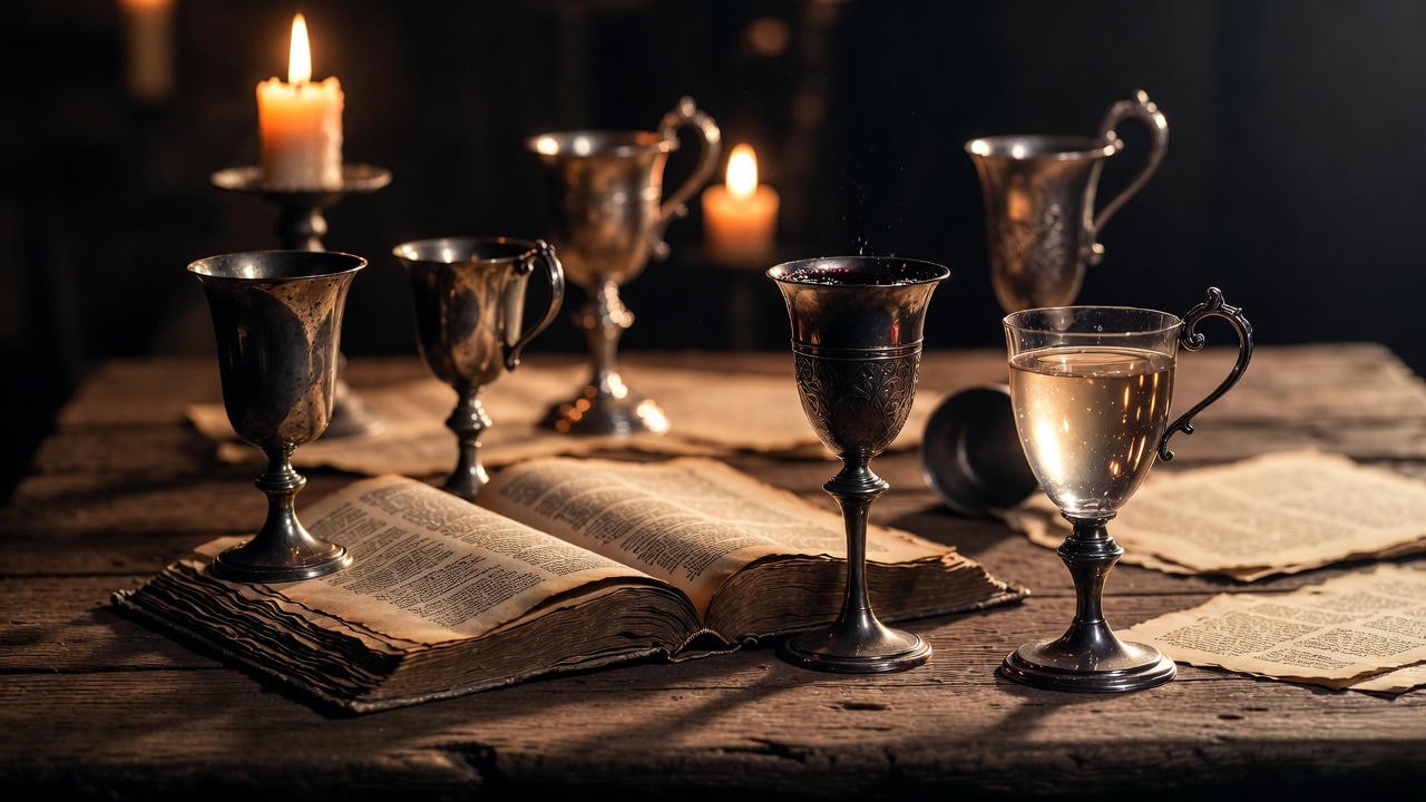 Antique goblets representing surfeit, emptiness, and living water – Shakespeare’s vocabulary of quenching