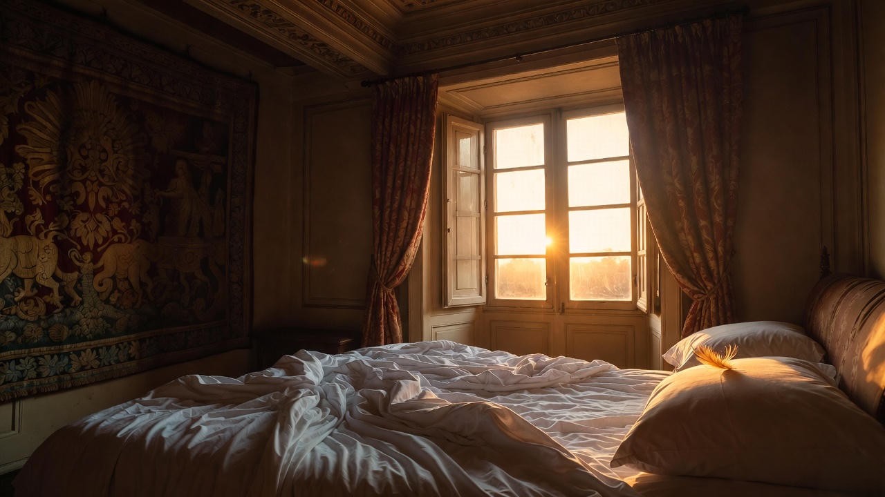 Dawn light entering Romeo and Juliet’s bedchamber symbolising night to day atmosphere shift