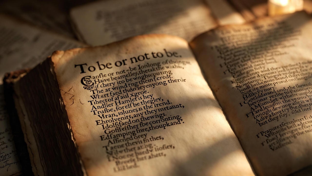 First Folio page showing Hamlet’s “To be or not to be” soliloquy with almost no imagery