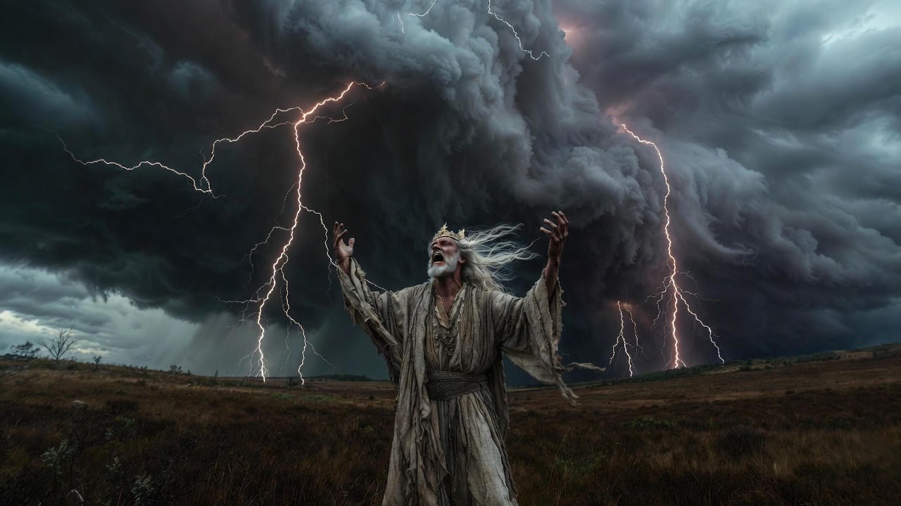King Lear raging against the storm – verbal richness replacing stark desolation