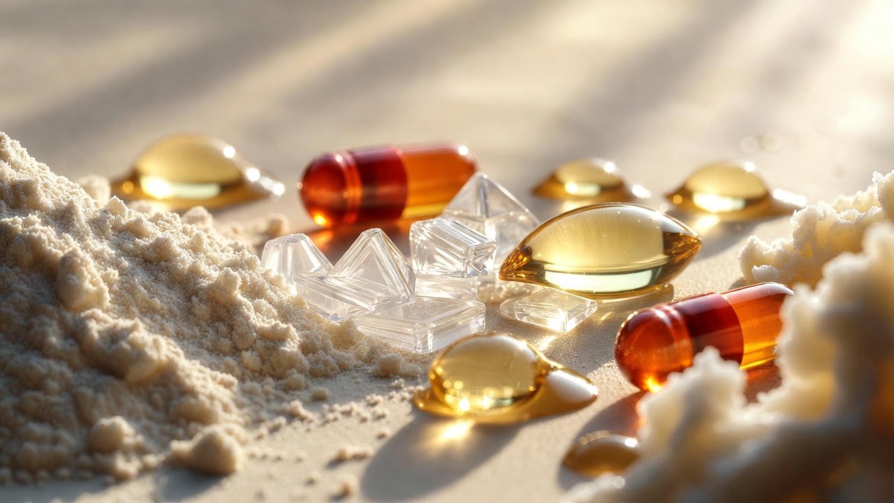 Macro view of key active ingredients in Marc Anthony leave-in conditioner including keratin and coconut oil