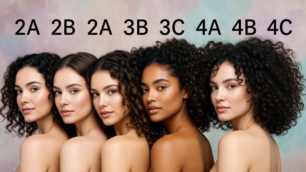 Women displaying hair types 2A wavy to 4C coily for Marc Anthony leave-in compatibility guide