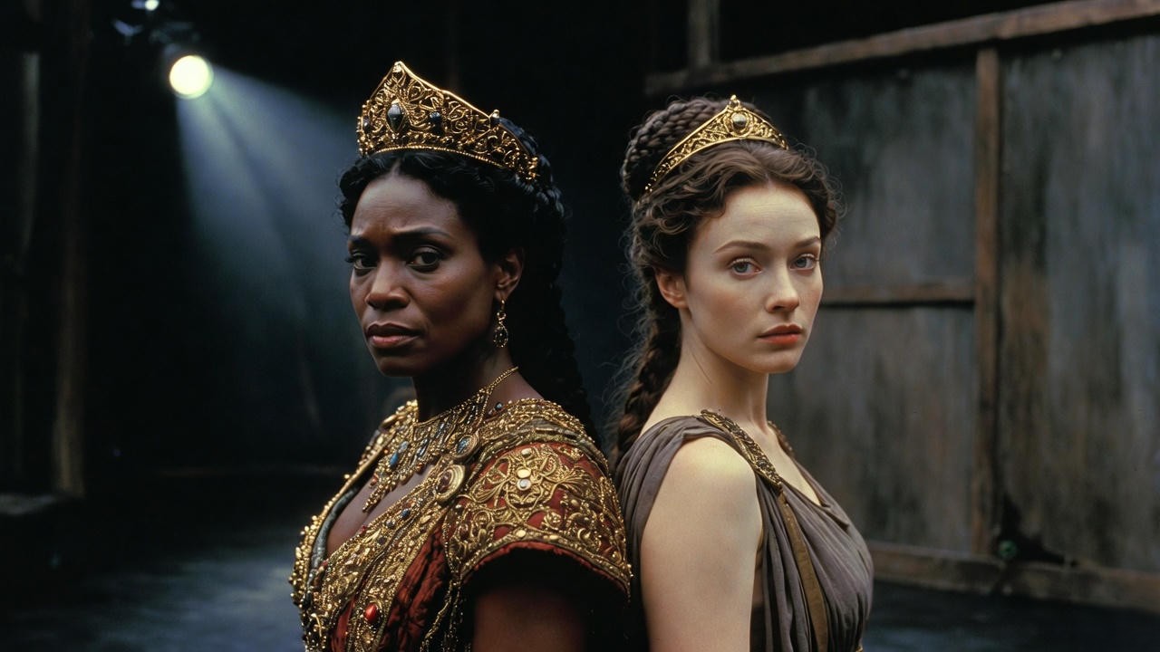 Modern stage production of Cleopatra and Octavia back-to-back, representing 400 years of performance history