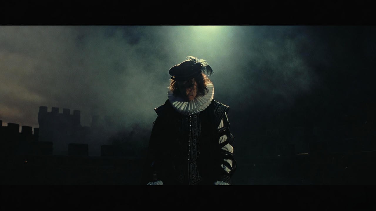 Theatrical illustration of Macbeth in soliloquy, representing the last syllable of recorded time in Shakespeare's play