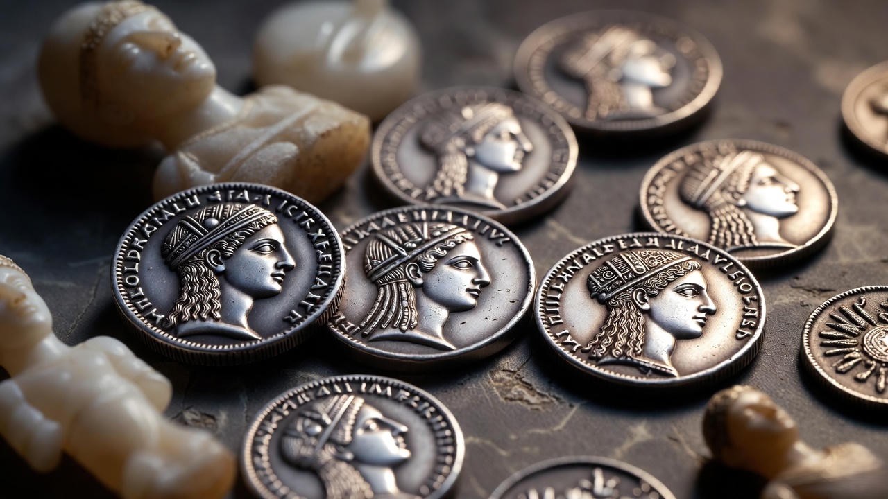 Ancient coins with Cleopatra's image discovered at Taposiris Magna, clues to her lost tomb with Antony.