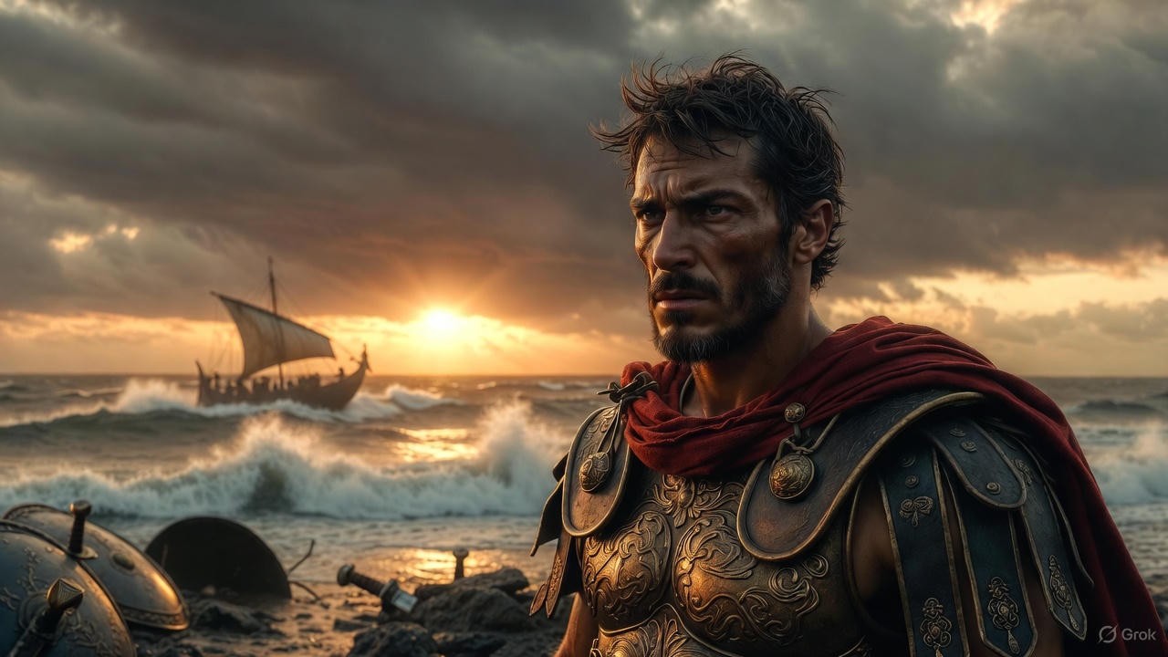 Mark Antony in despair after the Battle of Actium in Shakespeare's Antony and Cleopatra