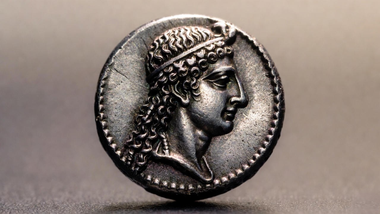 Ancient coin portrait of Cleopatra VII showing authentic Ptolemaic features for Shakespearean costume inspiration