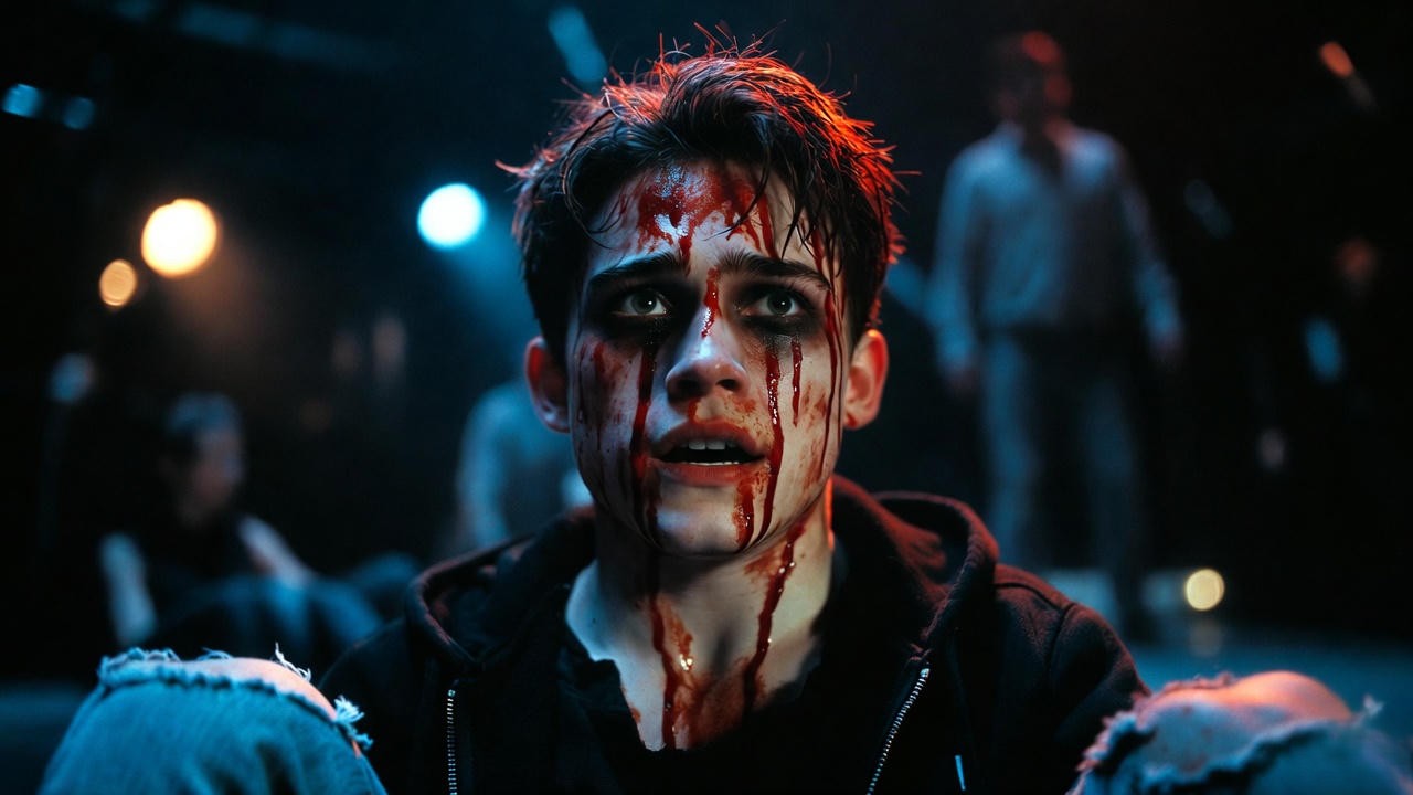 Kit Connor as Romeo in grief after killing Tybalt – 2024 Broadway Romeo and Juliet