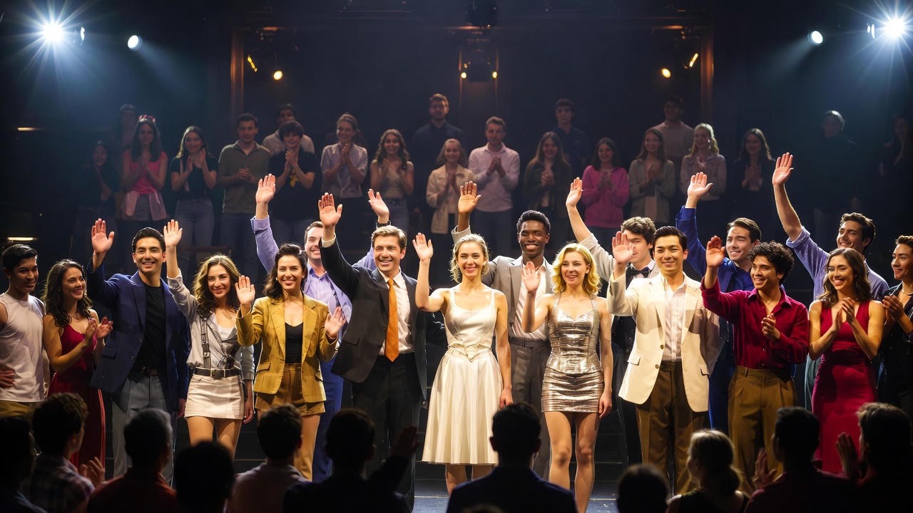 Cast curtain call with cheering young audience – record-breaking 2024 Broadway Romeo and Juliet revival