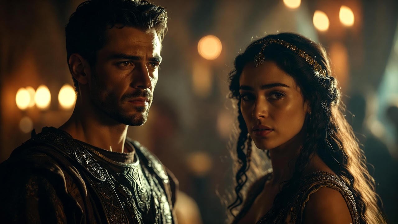 Gerald Finley as Antony and Julia Bullock as Cleopatra in a dramatic scene from John Adams's opera at the Met