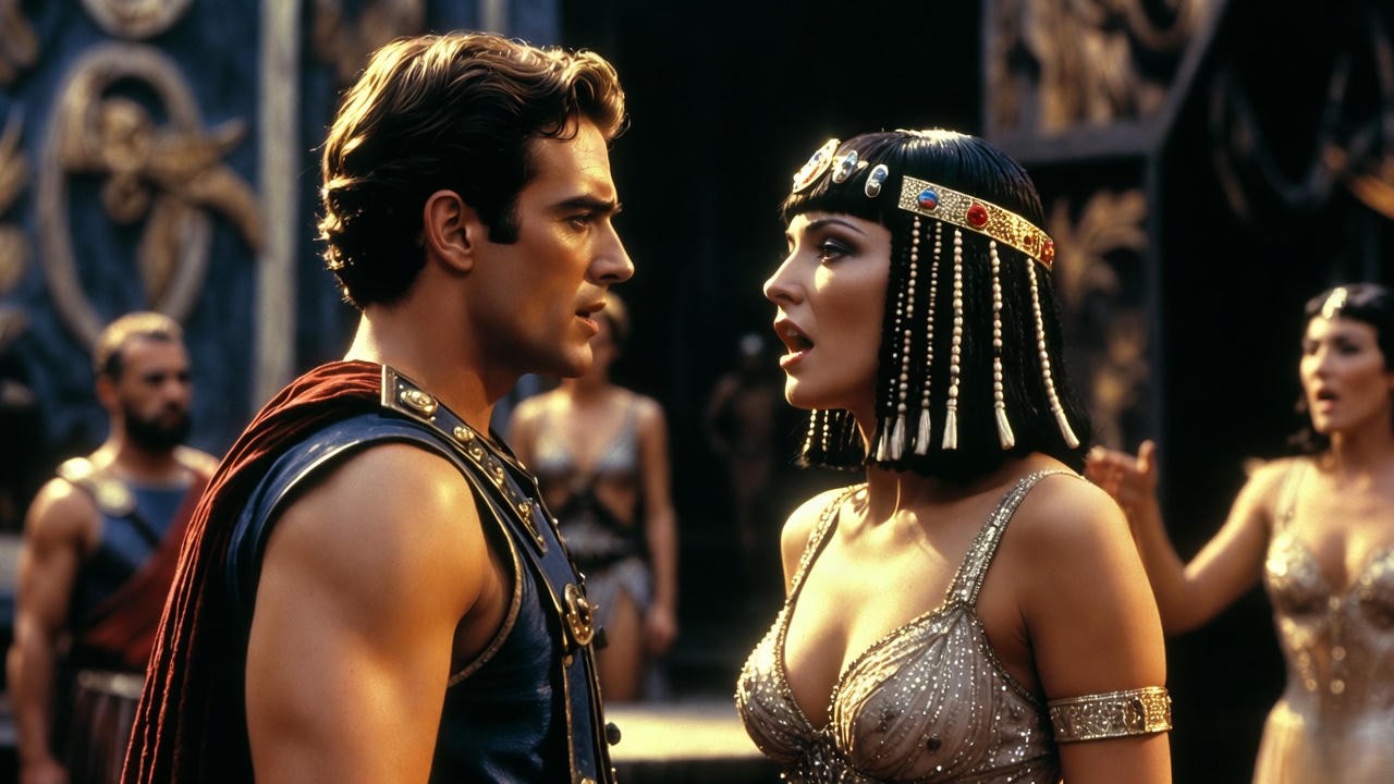 Gerald Finley as Antony and Julia Bullock as Cleopatra in a dramatic scene from John Adams's opera at the Met