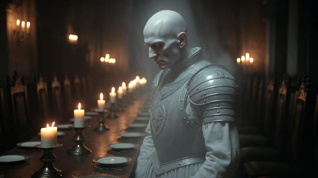 Banquo’s ghost appearing at the banquet, classic example of Shakespearean guilt manifestation