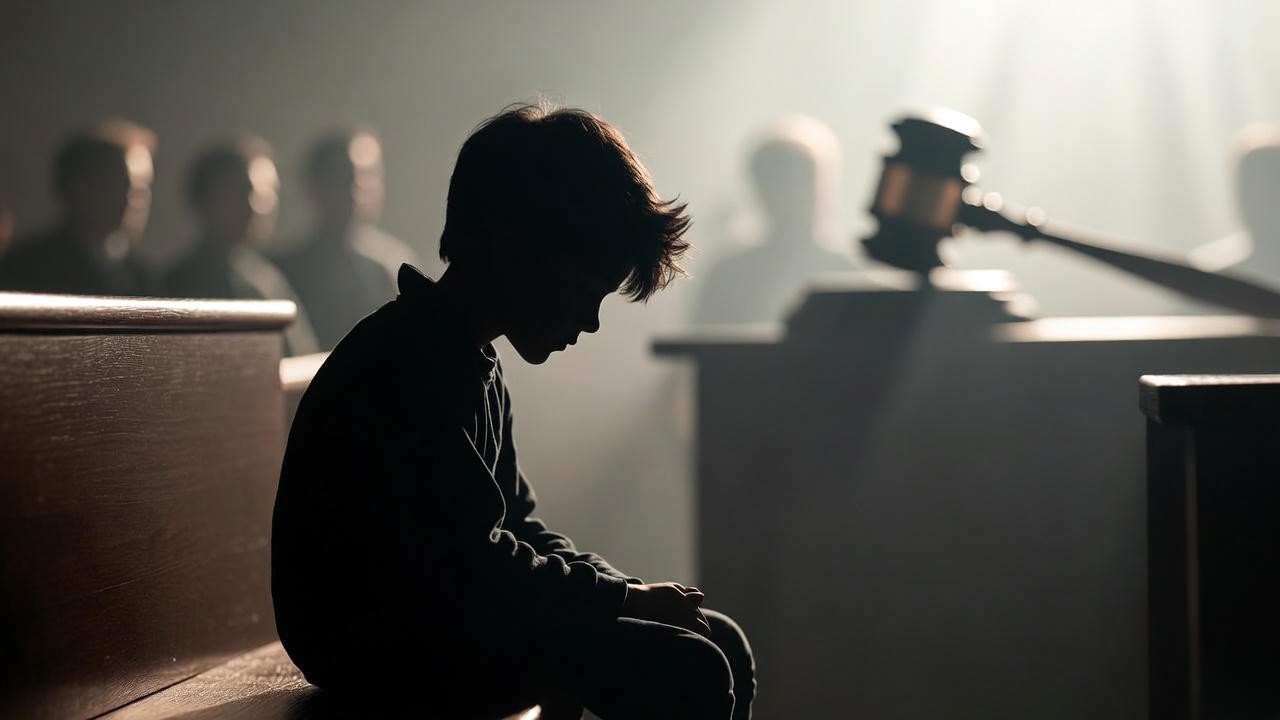 Teen facing legal consequences in court illustrating risks without Romeo and Juliet law protections