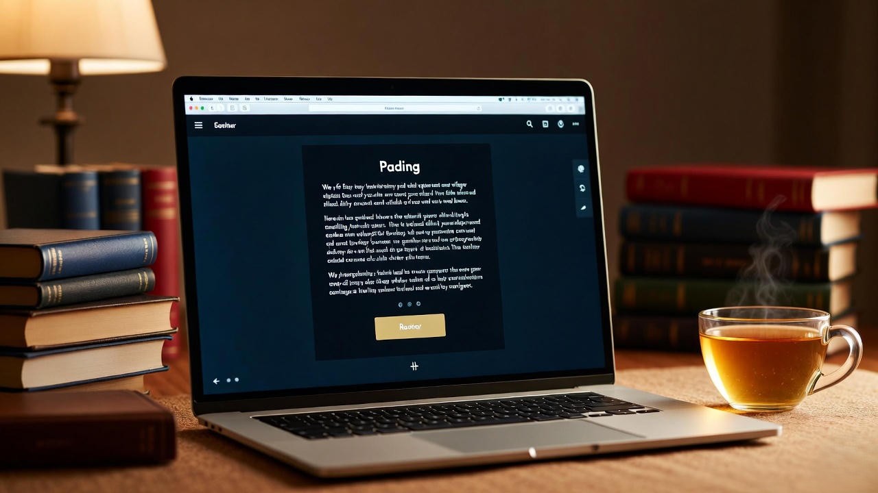 Laptop displaying an open online novel reading page for Into the Rose Garden, cozy reading setup