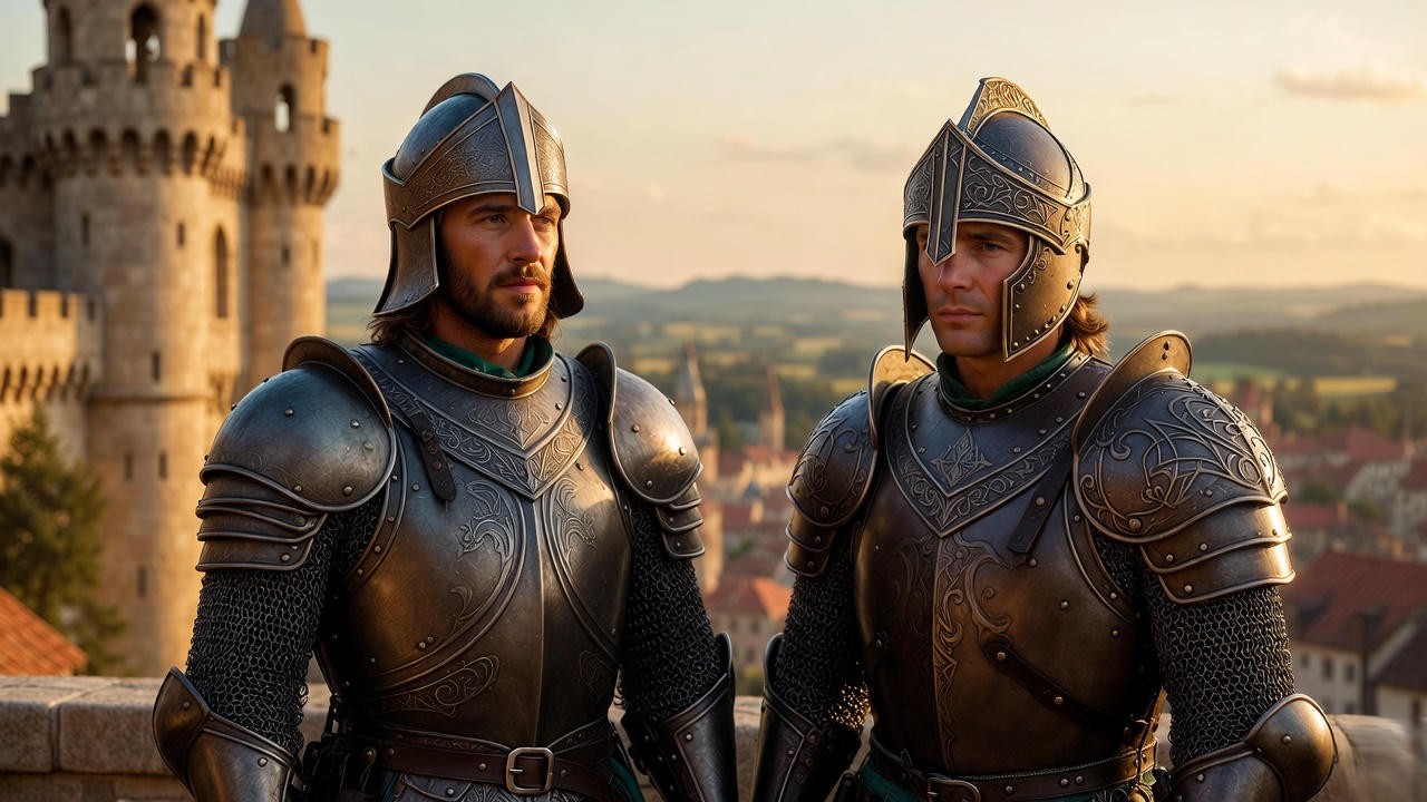 Prince Valiant and son Arn symbolizing father-son legacy in Arthurian tales