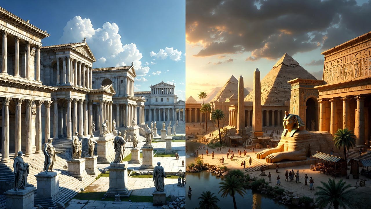 Symbolic contrast between ancient Rome and Egypt in Shakespeare's Antony and Cleopatra themes