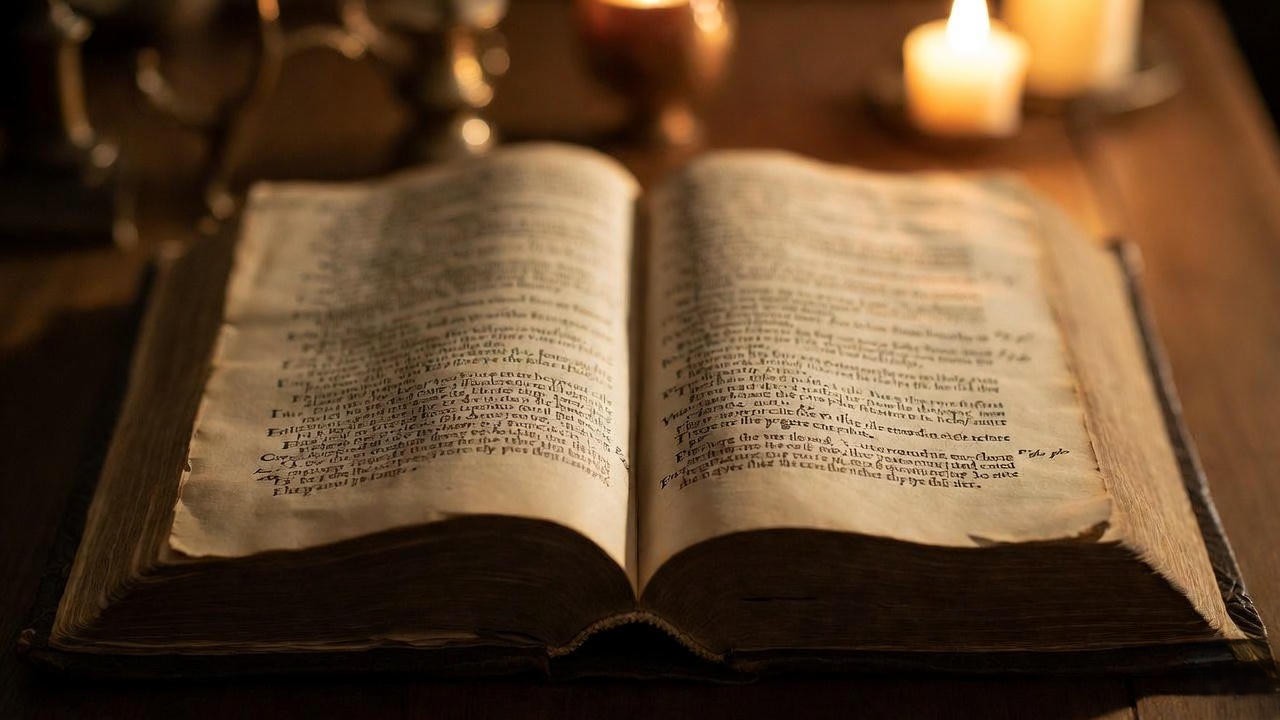 Open page of Shakespeare's 1623 First Folio showing original sparse stage directions